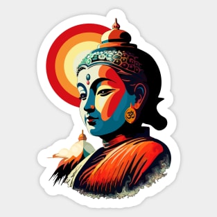 Buddha Lord in the Sun Retro Pop Art Style Sticker